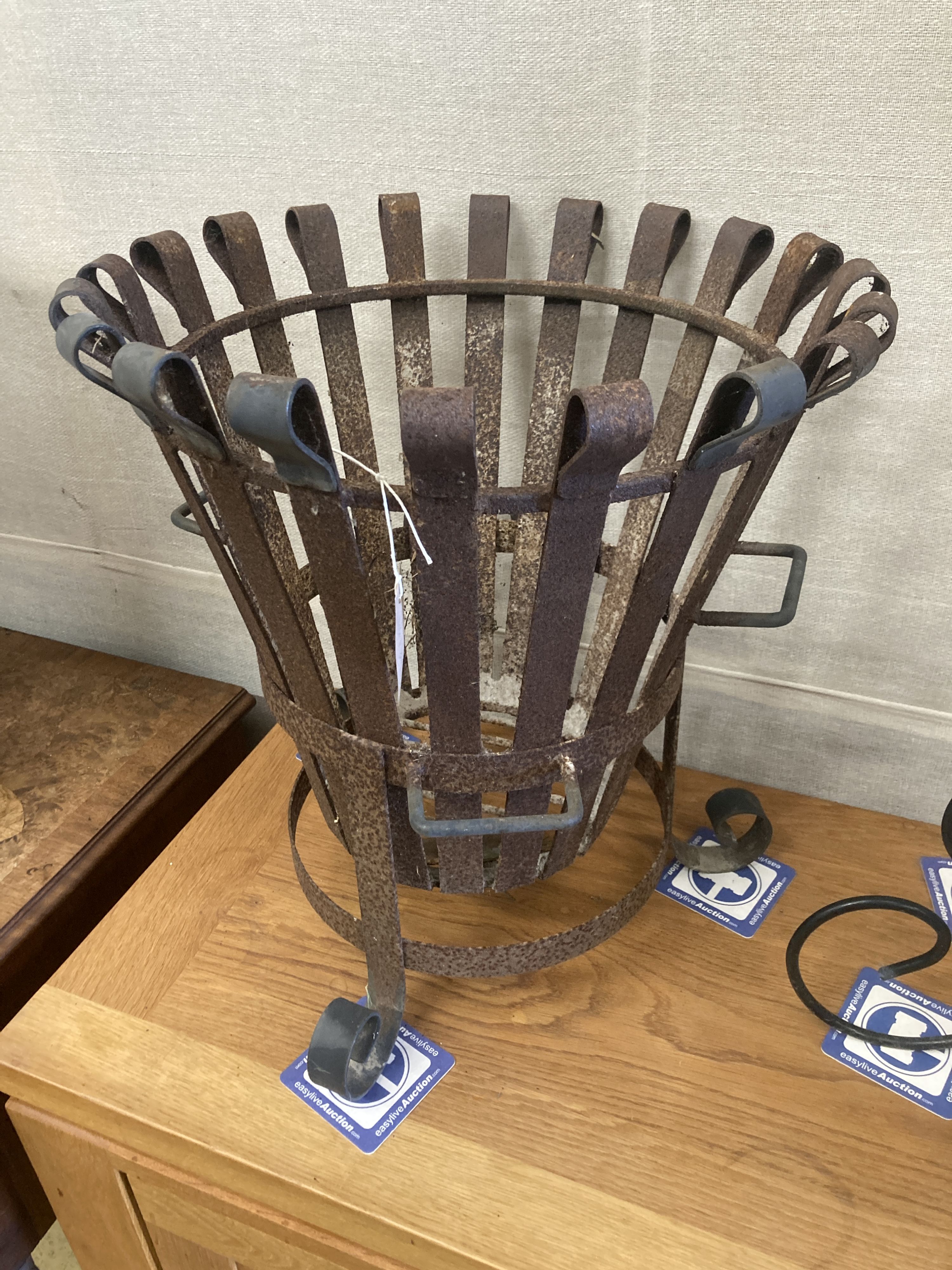 A wrought iron brazier, 49cm diameter, height 53cm